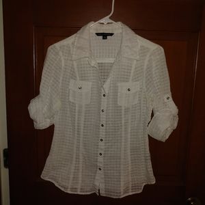 Zac & Rachel white blouse, fitted, size med